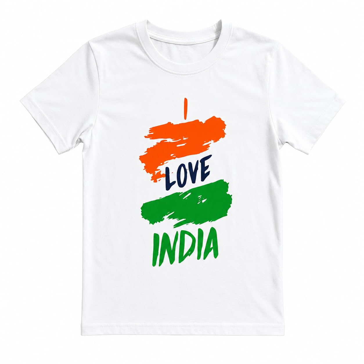 White I Love India Tricolour Printed Kids T-Shirt-image-28