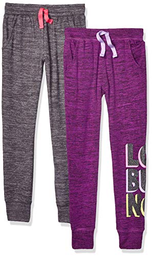 Amazon Brand - Spotted Zebra Kids Girls Cozy Knit Joggers, 2-Pack LOL/Charcoal, Small