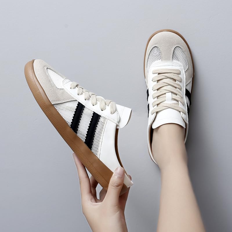 Women's Fashionable Contrast Mesh Design Lace Up Walking Shoes, Womens Summer Slip on Shoes,Comfortable Backless Casual Sports Shoes with Round Toe for Everyday Wear3