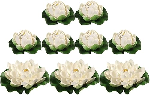 Miniatura 3 de Home Craft - Flor de loto flotante artificial, imitación de lirio de agua, decoración de estanque flotante para estanques, acuarios, decoración de