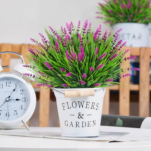 Image of Bassion 24 Bundles Fake Lavender Artificial Flowers for Outdoors, Fuschia
