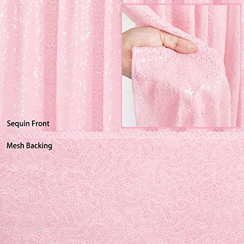 Image of B-COOL Pink Tablecloth Sequin Table Overlays Elegance Wedding Decoration Rectangular Party Tablecloths Sequin Table Drapes for Patio Birthday 90x90inch