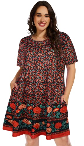 Image of Plus Size Summer Dresses Casual Tshirt Dress Loose Beach Pockets Sundress