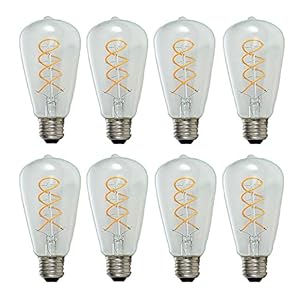ST64 helder glas E27 4W spiraallamp Retro LED-gloeilamp (40W-equivalent) Warm wit 2700K 400LM dubbele spiraal Flexibele…
