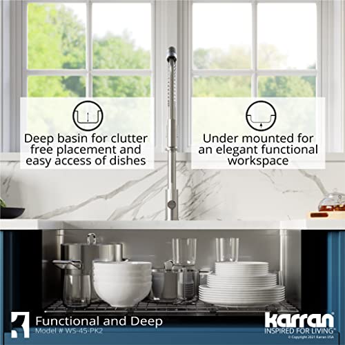 Karran 33" Undermount Large Single Bowl Stainless Steel Farmhouse Workstation Sink #TOP4