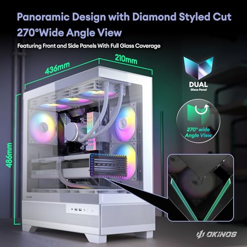 Okinos OKICC-AQUA7-ATXB-H6BA Aqua 7, Pre-Installed 6 × 120Mm Pwm Argb Fan, Atx Mid Tower Pc Case, Computer Case thumb #4