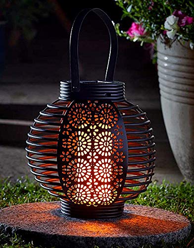 Garden Mile LED Solar Flame Effect Lantern, Warm White Hanging Lights Ideal for Your Garden, Deck or Patio Lighting, Beautiful Lighting for Your Garden (Flame Lantern)