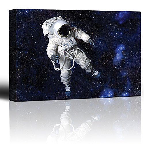 wall26 - Fully Equipped Astronaut Floating in a Blue Starry Galaxy - Canvas...