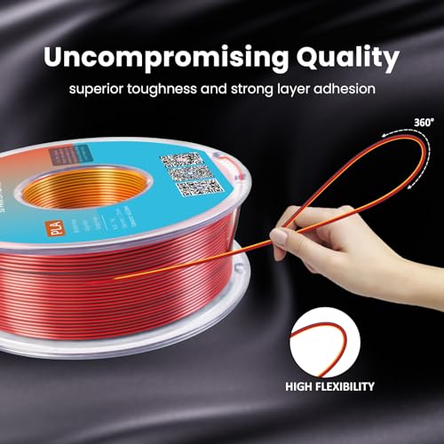 Image of Tri Color Silk PLA Filament 1.75mm Red Gold Black 1KG, Shiny High Gloss Finish, Seamless Color Transition, Neatly Wound, Accuracy + /-0.02mm Vacuum Packaging