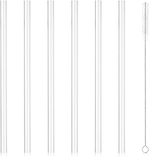 Straws Set for Yeti Rambler Bottle, Including 6pcs Replacement Straws and 1pc Cleaning Brush, 8.39 inch Length Cuttable Drinking Straws Reusable Replacement Straws