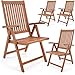 Deuba Set de 4 chaises Pliantes Vanamo en Bois d'eucalyptus Chaise de Jardin Fauteuil de Jardin Pliable