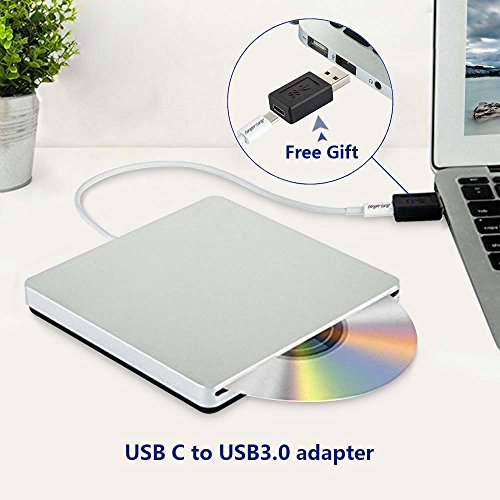 Tengertang usb-c super external drive, portable external CD/ dvd-rw Writer/Player/Burner for the latest macbook/ asus/ asus/ dell latitude/macbook Pro (silver)