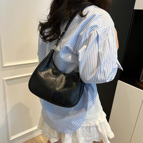 Image of GRPKSSIB PU Leather Shoulder Bags Hobo Crossbody Bag Casual Tote Handbags Women's Crescent Purse with Adjustable Strap
