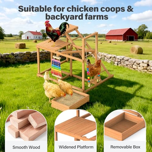 Image of Chicken Perch with Swing Xylophone Removable Feeder /Bath Wooden Roosting Bar Toy for Farms Easy to Clean