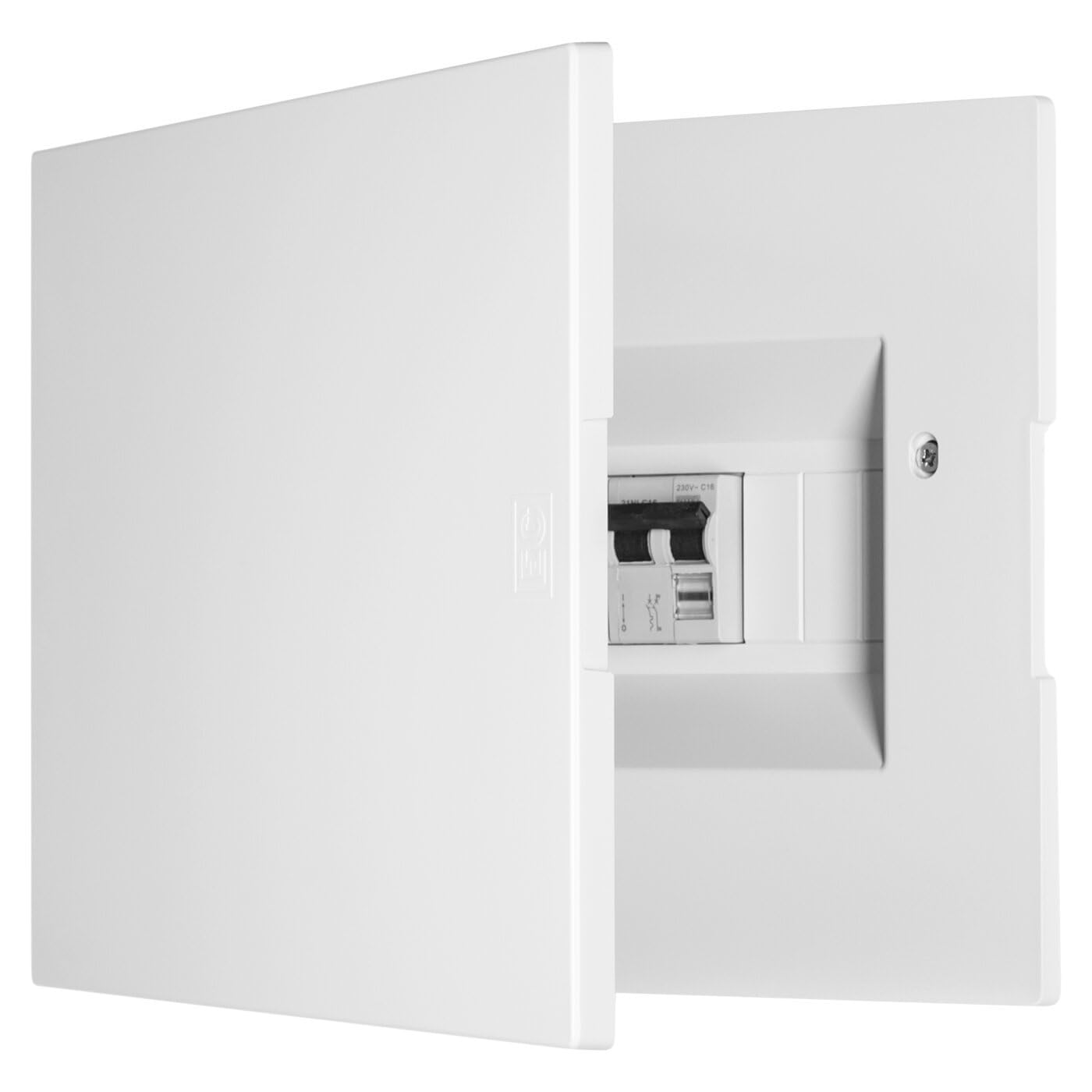 Boîtier encastrable pour maçonnerie – Tableau électrique 12 modules DIN (1 x 12), couvercle aveugle ultra fin 11 mm, style moderne et élégant, IP40, rail DIN, pour rénovation d'appartements, blanc