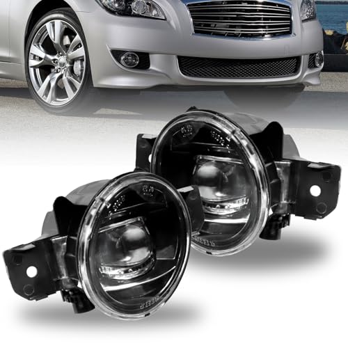 AutoGlow 2pcs LED Fog Lights Compatible with 2008-2010 Infiniti M35 M45, Fog Lights Assembly Replacement Front Bumper Fog Light Lamp