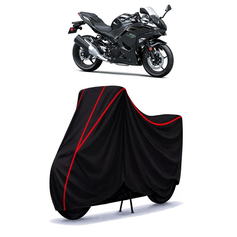 Image of Ninja 500 Water Resistant Bike Cover for All Motorcycles & Rain | Heavy Duty Taffeta Fabric | UV Protection, Dustproof, Scratchproof | All Weather Two Wheeler Body Cover with Elastic Bottom