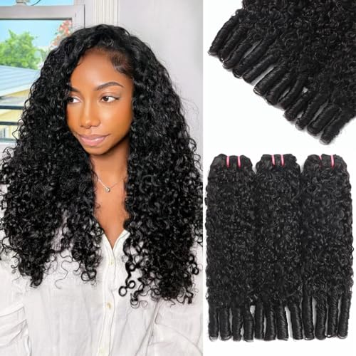 Menalue Burmese Curly Bundles Human Hair 24 24 24 Inch 100% Unprocessed 3C4A Curly Bundles Salon Quality Raw Human Hair Bundles with Spiral Curls End Sew In for Black Women Natural Color