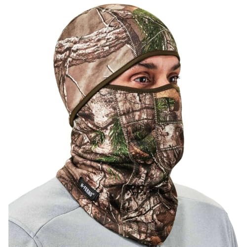 Ergodyne - 16833 N-Ferno 6823 Balaclava Ski Mask, Wind-Resistant Camo Face Mask, Hinged Design to Wear as Neck Gaiter, RealTree Camouflage, One size