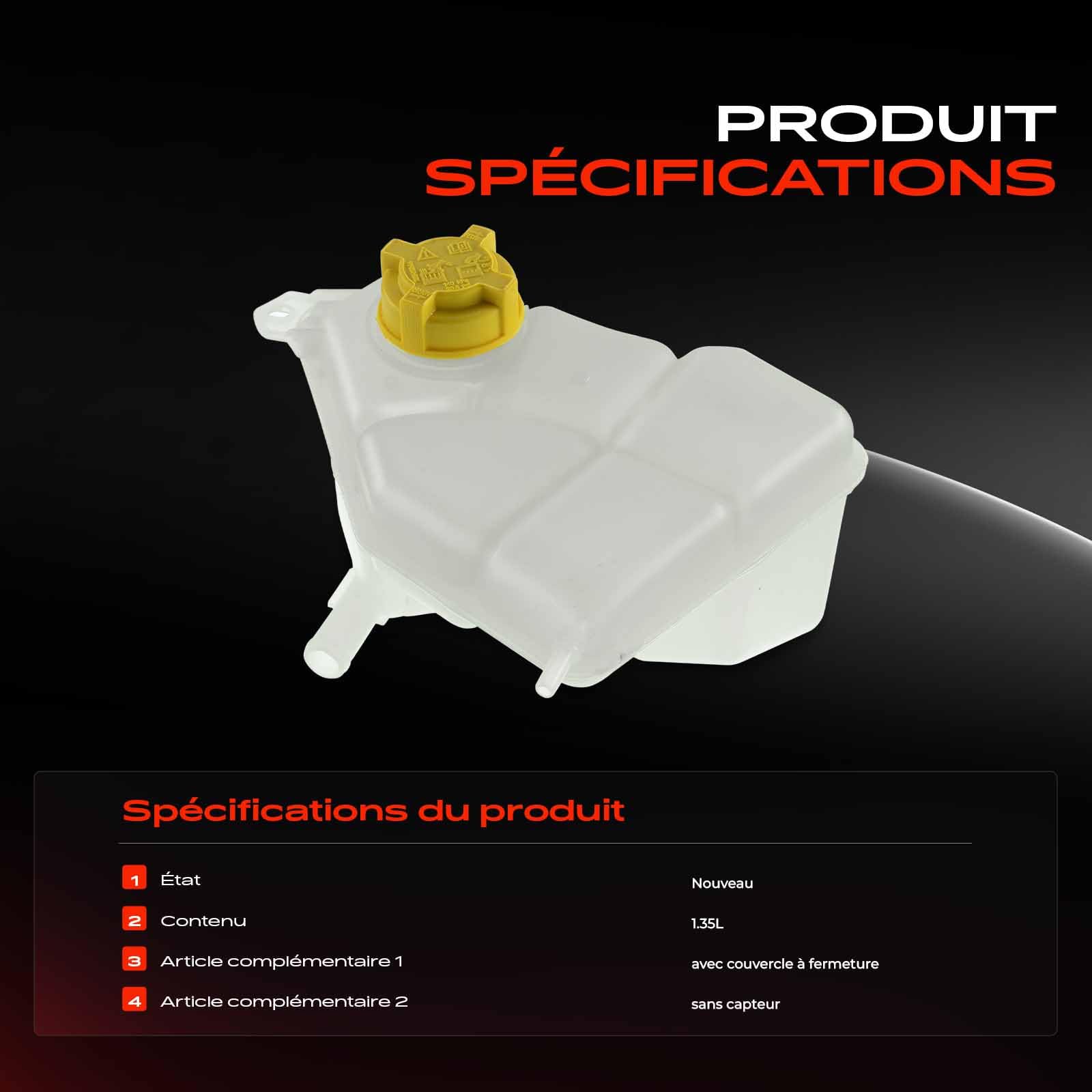 Frankberg Vase d'expansion de liquide de refroidissement avec bouchon | 2S6H8K218AF; Compatible avec: 2 jours, Fiesta V JD JH, Fusion JU