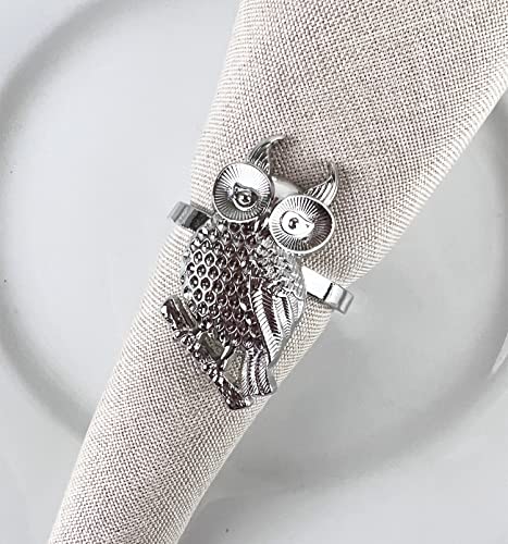 Fennco Styles Perched Owl Metal Napkin Rings, Set Of 4 - Silver Animal Design Napkin Holders For Home Décor, Dining Table, Banquets, Family Gathering And Special Occasions #TOP9