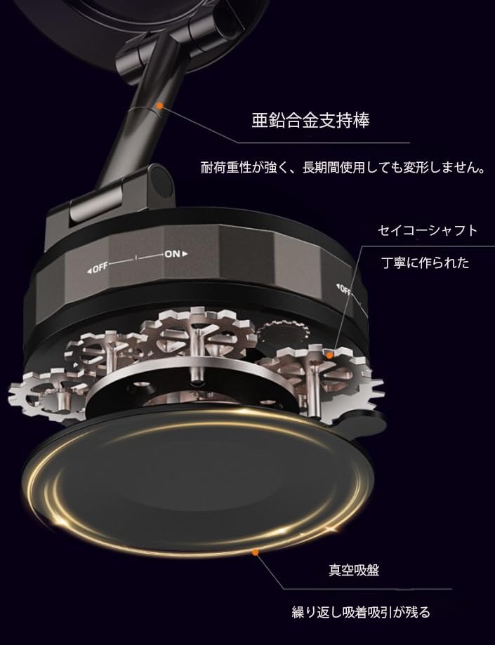 三菱デリカ 2007&ndash;2025高級携帯電話用マグネットホルダー、金属製携帯電話車載クレードル、真空磁気安定電話マウント [並行輸入品