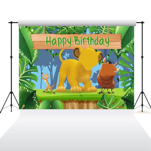 OPVXZAD Tela De Fondo Del Rey León - Dibujos Animados De La Jungla, Decoración Pared Infantil para Fiesta De Cumpleaños