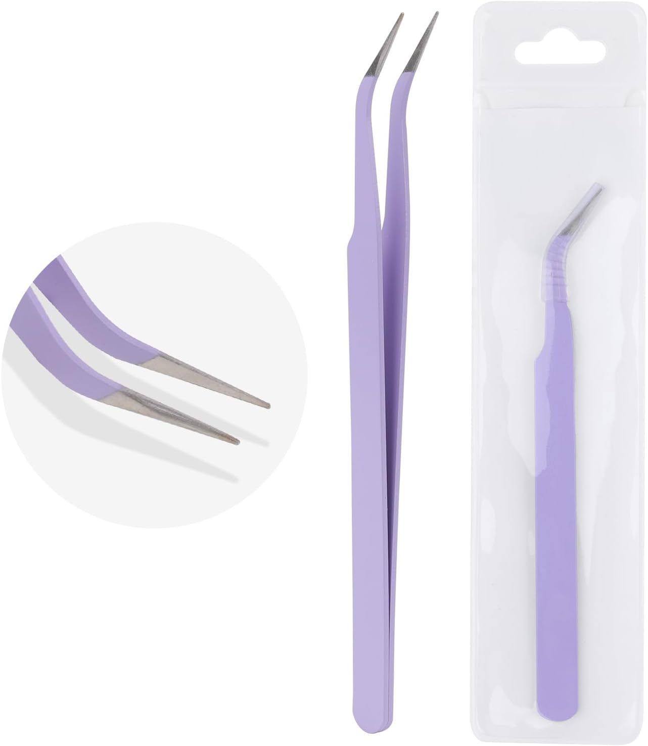 WENDY DIY Professional Eyelash Tweezers-Stainless Steel Lash Applicator Tool for False Eyelashes, Precision Fiber Tip Grip Mega Volume Lash Tweezers Eyelid Tape & Extensions