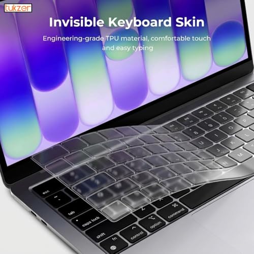 Image of Tukzer Premium Keyboard Cover Compatible for 2026 MacBook Neo 13, 2026 2025-2021 M5-M2 MacBook Air 13 /15,M5-M1 Pro /Max MacBook Pro 14 /16, Laptop Accessories Ultra Thin Protector Skin - TPU Clear