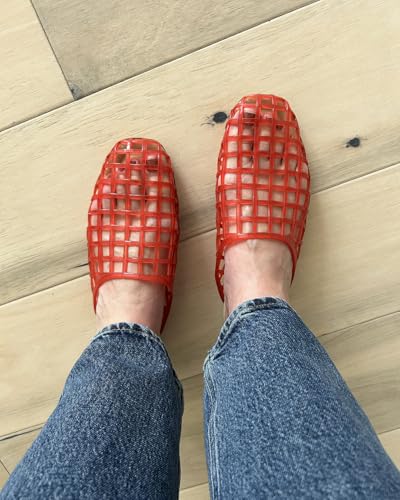 Image of Jelly Shoes for Women Jelly Mesh Flat Sandals Closed Toe Round Toe Slides Flats Slip on Summer Slippers Mules