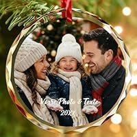 Bemaystar Boule de Noel Personnalisée avec Photo - Cristal pour Boule de Noël Personnalisable, Boule a Neige Photo pour Famille Mère, Père, Enfants comme Cadeau de Noël Personnalisé