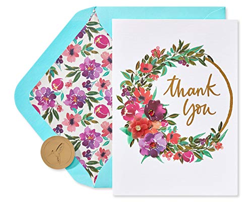 Image of Papyrus Blank Thank You Card (Painterly Wreath)