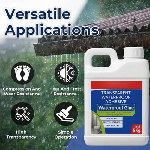 Image of Transparent Waterproof Adhesive Glue for Roof Leakage | High Strength Sealant for Bathroom, Tiles, Wall Cracks, Roof & Kitchen | Strong Leak Proof Bonding Glue with Brush (5 KG)