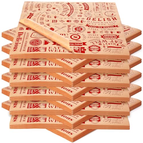 Outus 1000 Pcs 12 x 12 Inch Deli Wax Paper Sheets, Red on Brown