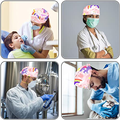 Couvre-chef de travail respirant motif licorne et crème glacée