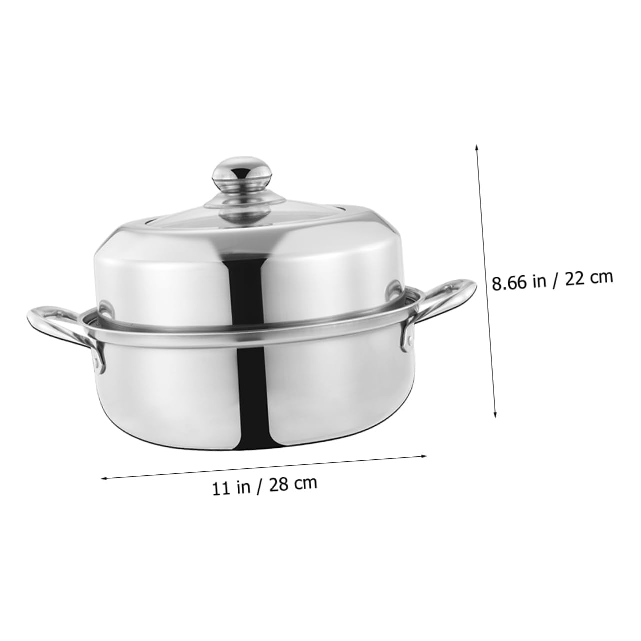 Cabilock Vaporiera in Acciaio Inox per Cottura Vapore Pentola Coperchio per Uso Domestico Compatibile Fornelli Gas e Elettrici Multifunzionale per Cibi Caldi Zuppe e Casseruole