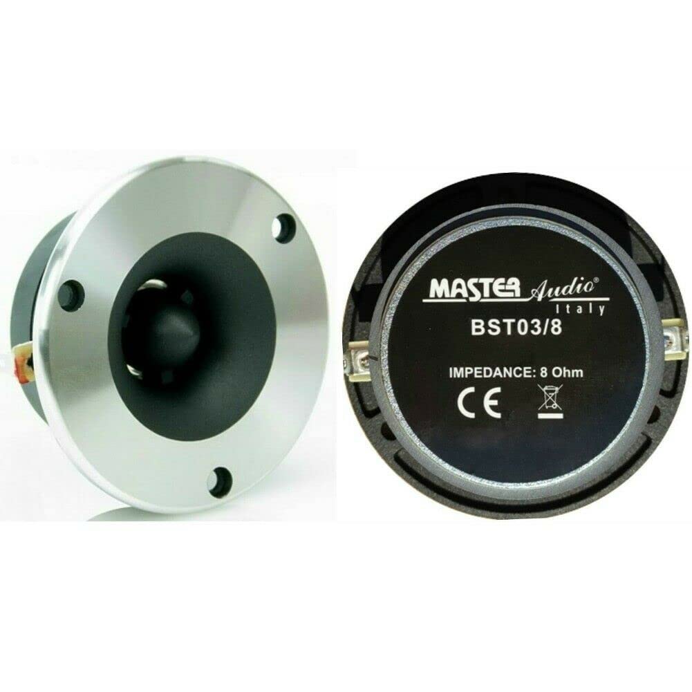 KIT SET PER MASTER AUDIO BST03/8 2 super tweeter di ricambio universali, da 150 watt rms 300 watt max, 9,6 cm di diametro, 8 ohm, per casa, a coppia, alta qualità premium + condensatori omaggio