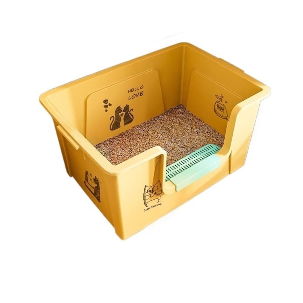 Caja de arena para gatos grandes, lados altos, antisalpicaduras, multiuso para gatos