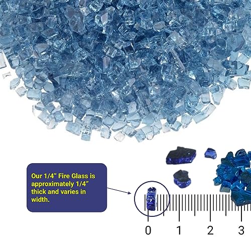Image of American Fireglass 10-Pound Fire Glass with Fireplace Glass and Fire Pit Glass, 1 /4-Inch, Pacific Blue