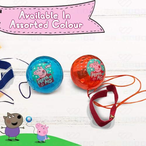Image of Wembley Peppa Pig Yo Yo Ball for Boys Girls Kids Activity Toy with Adjustable Wrist Band LED Light Playset Bounce Ball Return Gift /Birthday Gift - Random Colors