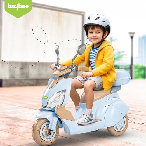 Image of Baybee Trixo Battery Operated Bike for Kids, Ride on Toys Kids Bike Scooty with Light & Music, Baby Rechargeable Battery Bike, Electric Bike for Kids to Drive 1 to 4 Years (Blue)