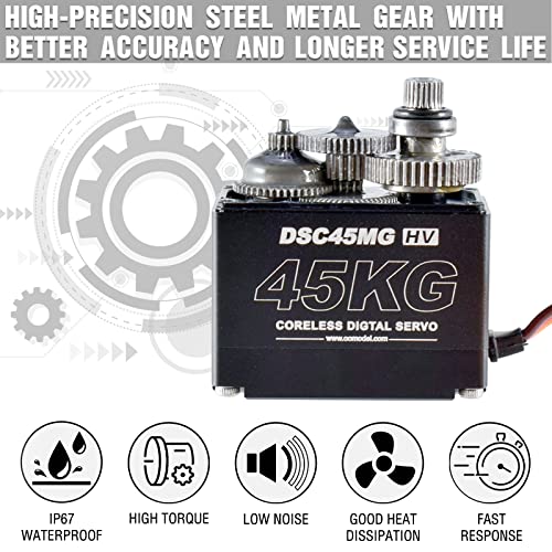 9Imod 45Kg High Torque Servo,Waterproof Servo Motors,Metal Gear Coreless Servo,8.4V Hv Digital Servo,Full Aluminum Case For Rc Servo 1/10 1/8 Crawler Car #TOP1