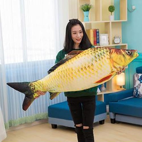 Miniatura 2 de Cojín de pez suave gigante 3D de 31 pulgadas, almohada de peluche de carpa para decoración del hogar, almohada para niños y regalo de animales de