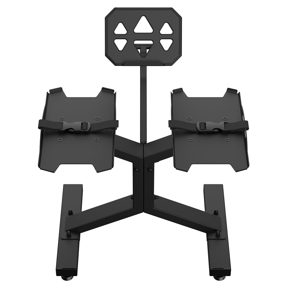 GOVITA - Rastrelliera Manubri Regolabili Porta Dischi Pesi Coppia Manubri Supporto bilanciere per Palestra Casa Carico Massimo di 300Kg, con supporto TABLET