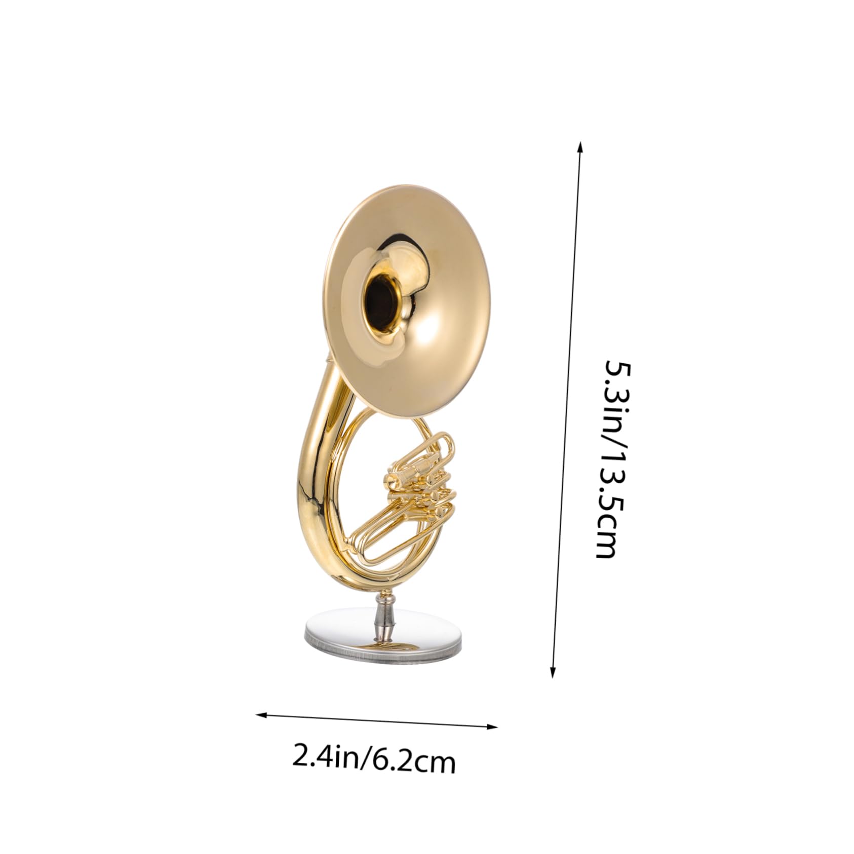 Toyvian Mini Strumento Musicale Mini Sousafono Oro 13cm in Rame Base e Scatola di Conservazione, Decorazione Lucida per Casa e caffè