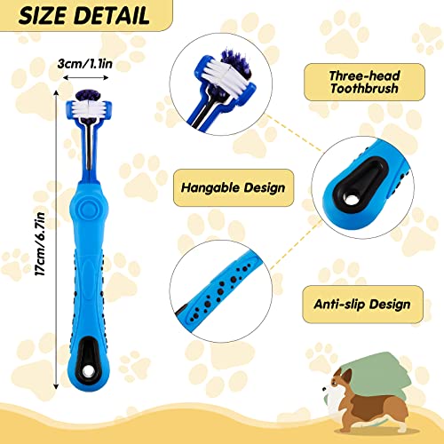 5 Pcs 3 Head Dog Toothbrush Dental Oral Care Pet Dog Tooth Brush Dog Tooth Brushing Kit For Puppy Cat Easy Cleaning Mouth Teeth Removing Bad Breath Tartar, 5 Colors #TOP1