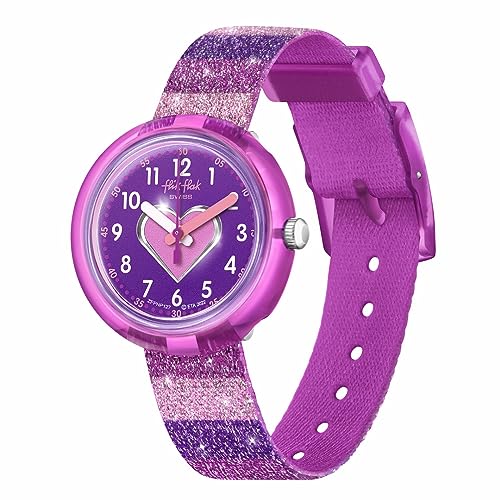 Flik Flak Girl Kids Watch Biosourced Quartz Waterproof Stripy Glitter