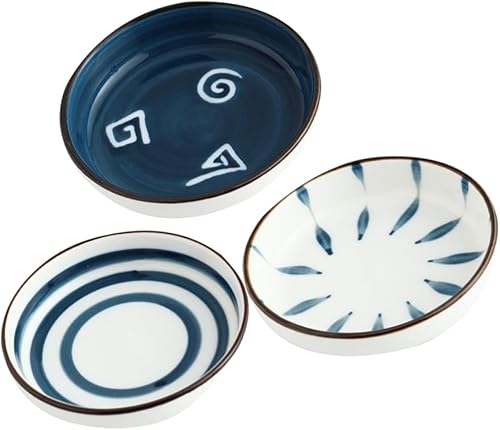 HOMSFOU 4 bandejas decorativas para aperitivos, bandejas de alimentos, tazón de salsa, condimento, platos de inmersión, platos de cerámica, plato de