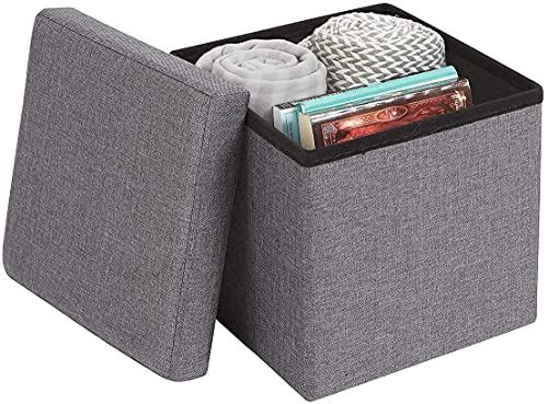 Folding Storage Stool Ottoman Box – Multipurpose Fabric Storage O...