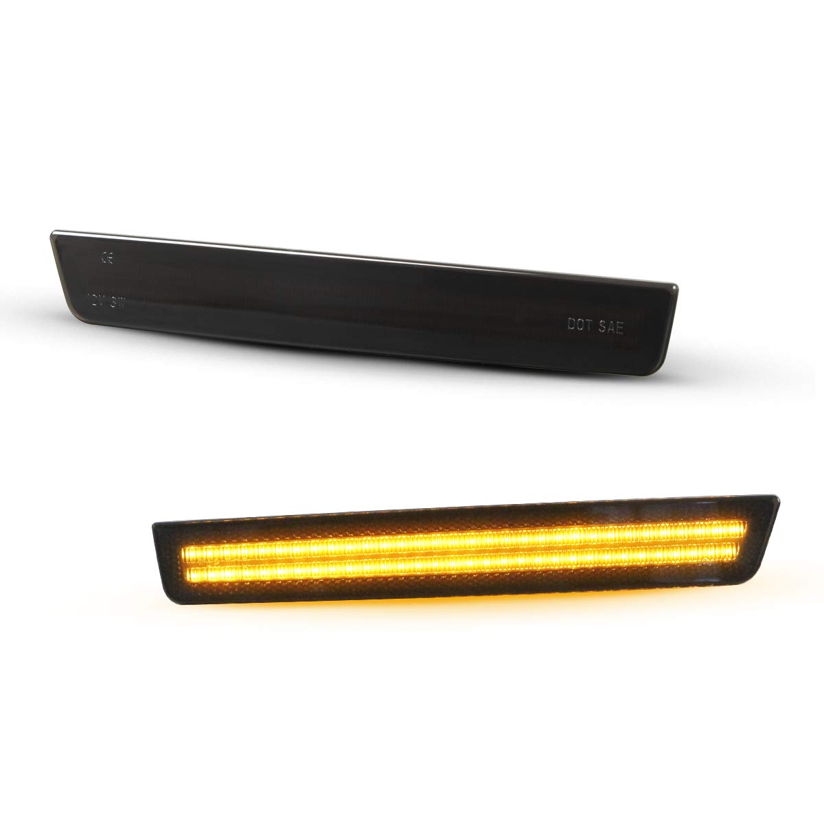 Gempro LED Front Side Marker Lights Bumper Signal Lamps Assembly for Dodge Challenger 2015-2023, Smoked Lens 2PCS